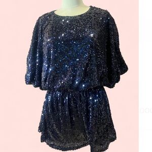 Blue Sequin Romper